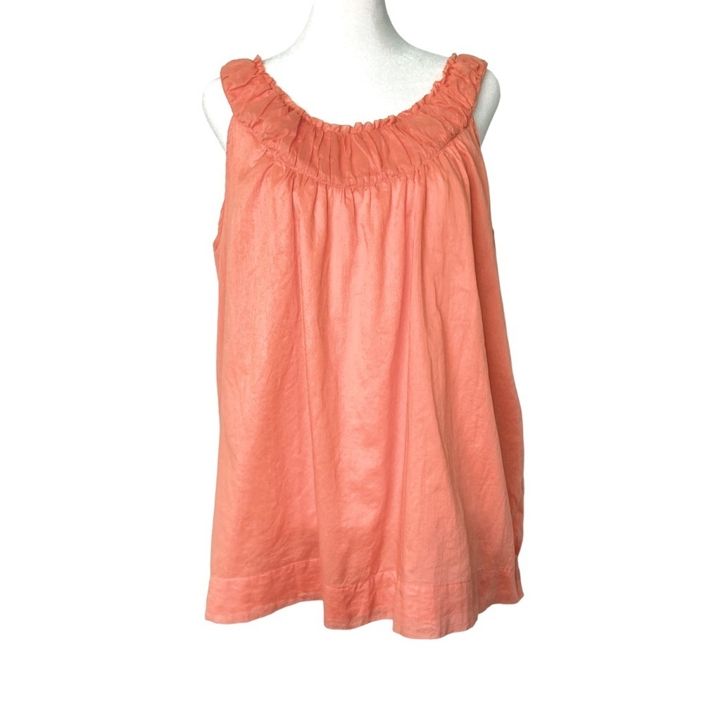 Talbots‎ Peach Gathered/Pleat Neck Sleeveless Cotton Blouse/Tank (Size 14)